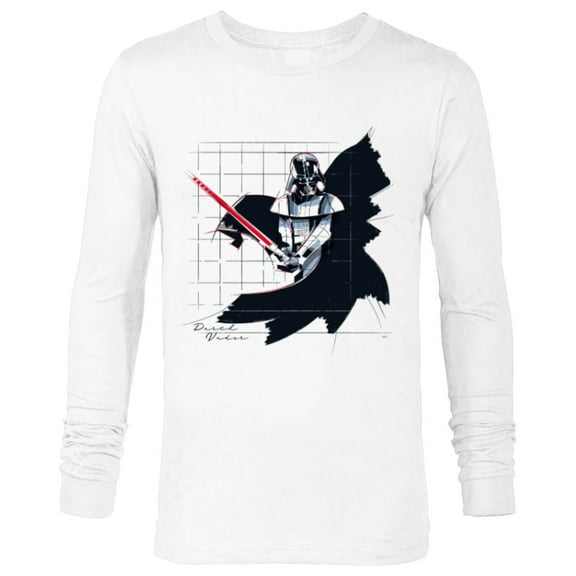 Star Wars Darth Vader Lightsaber Pose Grid Sketch - Long Sleeve T-Shirt for Men - Customized-White