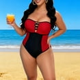 thumbnail image 5 of Rvasteizo Womens OnePiece Bikini Set Solid Color Cut Out Back Swimsuit, 5 of 5