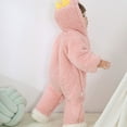 thumbnail image 6 of Dealovy Newborn Boys Girls Clothes Toddler Baby Fleece Onesie Footed Snowsuits Infant Jumpsuit Winter Hooded Romper, 6 of 8