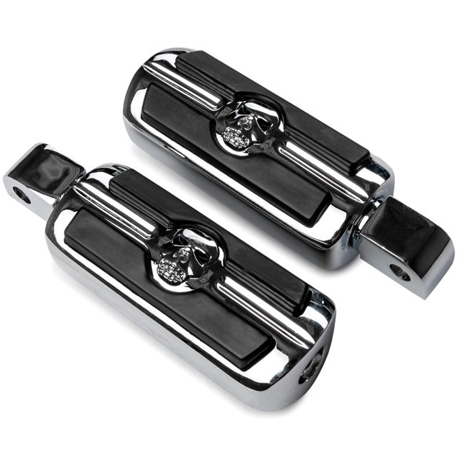 Krator Chrome Skull Foot Pegs Compatible with Yamaha FZ6R - 2009-2016 (Front Only)