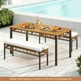 thumbnail image 5 of Costway 48” Wicker Patio Bench with Acacia Wood Seat Removable Padded Cushion for Garden, 5 of 9