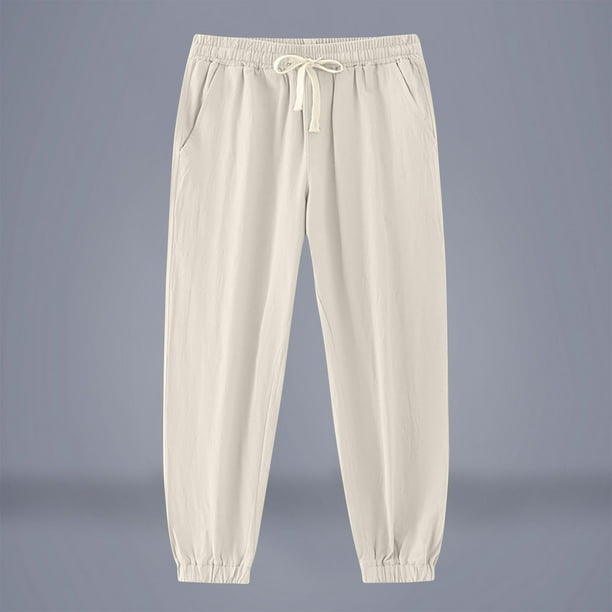 Pantalones largos para hombre, informales, con bolsillo para vacaciones, cordón ajustable, color sólido, cintura elástica, pantalones deportivos para hombre