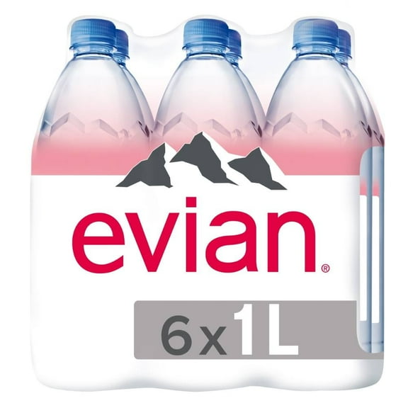 Agua mineral  natural Evian 6 botellas con 1 l c/u