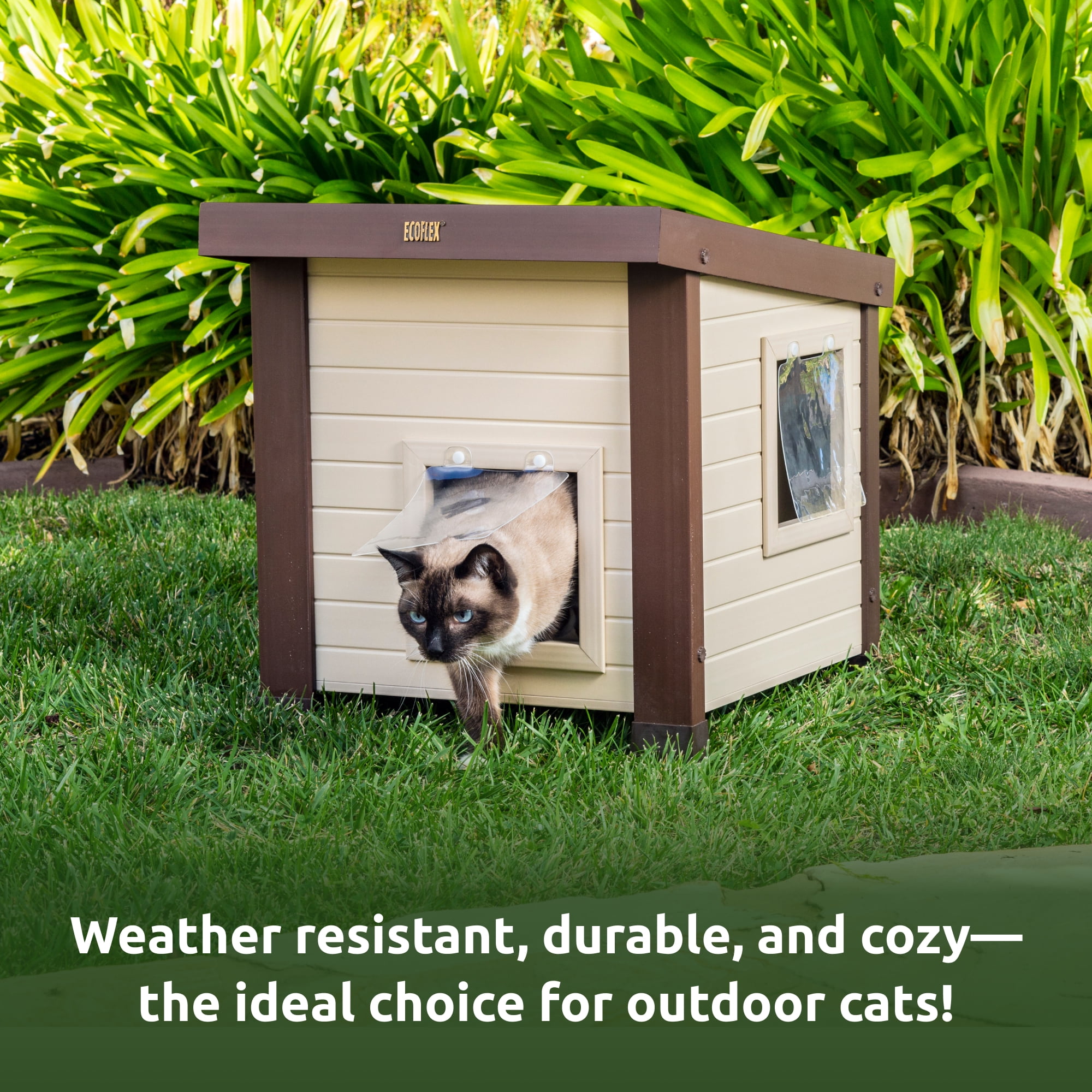 New Age Pet ECOFLEX Albany Outdoor Cat House, Weather-resistant, Dual Door Flaps