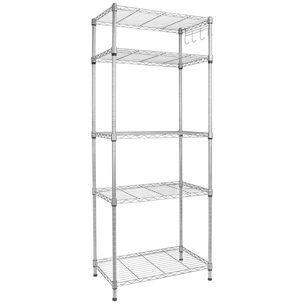Metal Kitchen Shelving Unit, Heavy Duty 5 Shelf Silver Wire Storage Shelves, Height Adjustable Metal Utility Shelves Storage Rack, Kitchen Shelving Unit for Garage Bedroom, 23.62"x13.77"x59.05", L6502 - image 3 of 10
