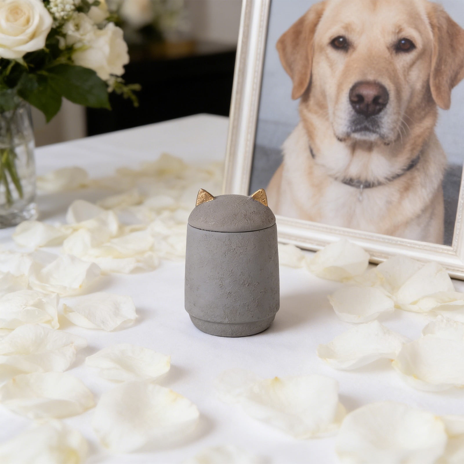 Pet Urns for Dogs and Cats with Secure Seal & Anti-Slip Felt Bottom, Animal Urn for Dog Ashes, Cat Ashes & Any Pet Gray