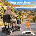 thumbnail image 5 of Havlo 37.5 lbs Lightweight Mobility Scooter for Seniors & Adults, Foldable 4-Wheel Travel Scooter with Removable Lithium Battery, 32-Mile Range, 270W Brushless Motor, for Shopping,Cruises,Black, 5 of 14