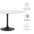thumbnail image 5 of Modway Lippa 60" Round Artificial Marble and Metal Dining Table in Black/White, 5 of 7
