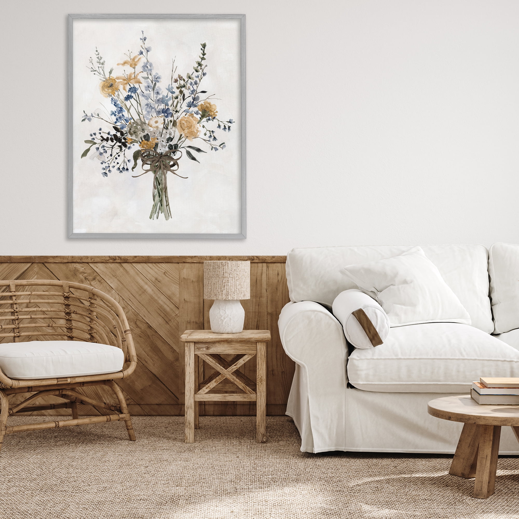 Stupell Industries Delicate Botanicals Bushel Gray Framed Giclee Art, design by Carol Robinson