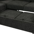 thumbnail image 3 of 108.6" U-Shaped Sectional Sofa Bed | Black Chenille | Pull-Out Sleeper | Storage Chaise | 2 USB Ports & Power Outlets | 5-Seat Living Room Furniture, 3 of 37