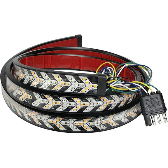 60-Inch LED Tailgate Light Bar for Trucks - Triple-Row Brake, Turn Signal & Running Lights with Strobe Function, Waterproof Flexible Strip(1pcs-L)