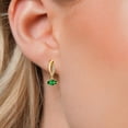 thumbnail image 3 of Gem Stone King 10K Yellow Gold Green Nano Emerald and Lab Grown Diamond Stud Dangle Earrings for Women | 0.45 Cttw | Gemstone May Birthstone | Marquise 6X3MM, 3 of 6