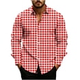 thumbnail image 2 of Gamivast Men's Gingham Shirt Button Down Long Sleeve Collared Regular Fit Checkered Casual Shirt for Office Work Travel Weekend and Everyday Wear Red XXXL, 2 of 5