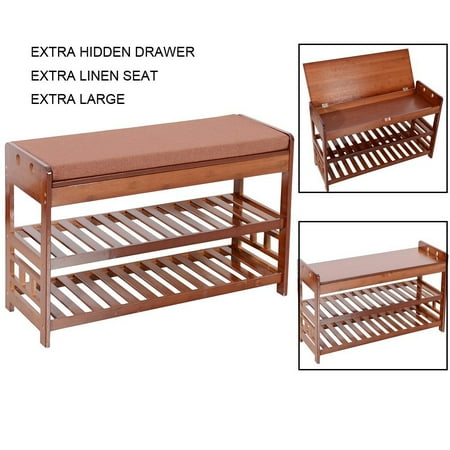 storage shoe ktaxon entryway organizer bamboo cushion cozy bench rack seat natural