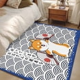 thumbnail image 5 of Japanese Cute Dogs 3'x5' Washable Rug, Navy Blue Modern Abstract Waves Non-Slip Area Rugs for Entryway Kitchen Classroom, StainResistant Dorm Throw Carpet, Low Pile Soft Indoor Floor Mat, 5 of 9