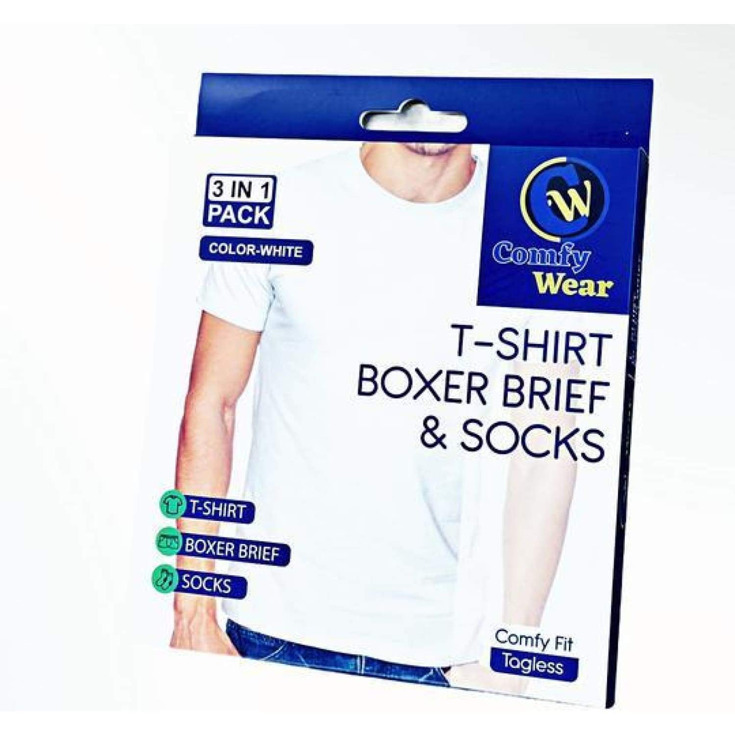Comfy Wear Men's 3 in 1 Pack T-shirt, Boxer Brief & Socks for Men
