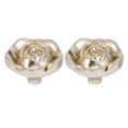 thumbnail image 1 of Unique Bargains 2 Pcs Poignées de Tiroir de Porte d'Armoire à Fleurs Roses Argent Antique 30mm Dia., 1 of 3