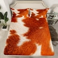 thumbnail image 2 of Manfei Farm Cowhide Twin Sheet Sets,Rustic Farmhouse Cabin Twin Fitted Sheet,Orange Beige Cow Hide Flat Sheet For Men Women,Ultra Soft Home Decor,3pcs, 2 of 7