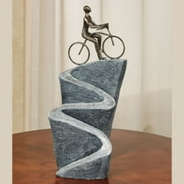 Journey of Life Bike on Winding Road Table Sculpture Gray and Bronze 14.5 Inches High