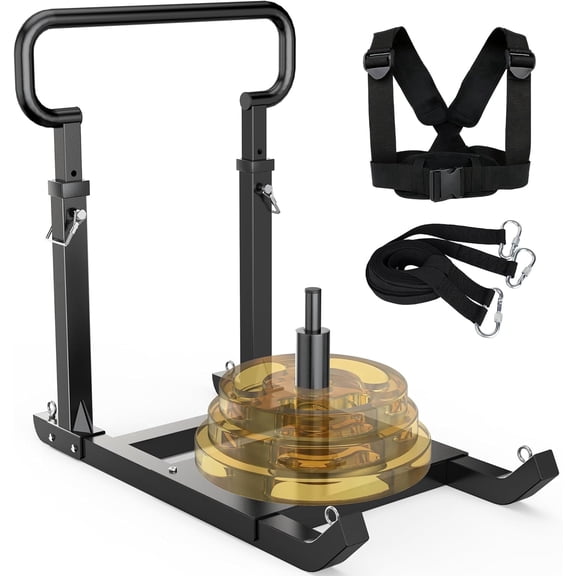 ‎GanFindX Heavy Duty Push Pull Weight Sled, Adjustable 5-Level Handle Training Sled for Speed & Strength Improvement, Fits 1" and 2" Weight Plates