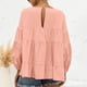 thumbnail image 4 of Top de manga larga para mujer Otoño Cuello redondo Mangas acampanadas Mangas largas Top informal suelto de color puro Rosa M, 4 of 6