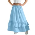 thumbnail image 5 of HBGVBA Girl's Ruffle Long Skirts,Casual Flowy Skirs for Summer,Kids Solid High Waist with Pockets Elastic Waist Long Ruffle Hem A-Line Skirt, 5 of 5