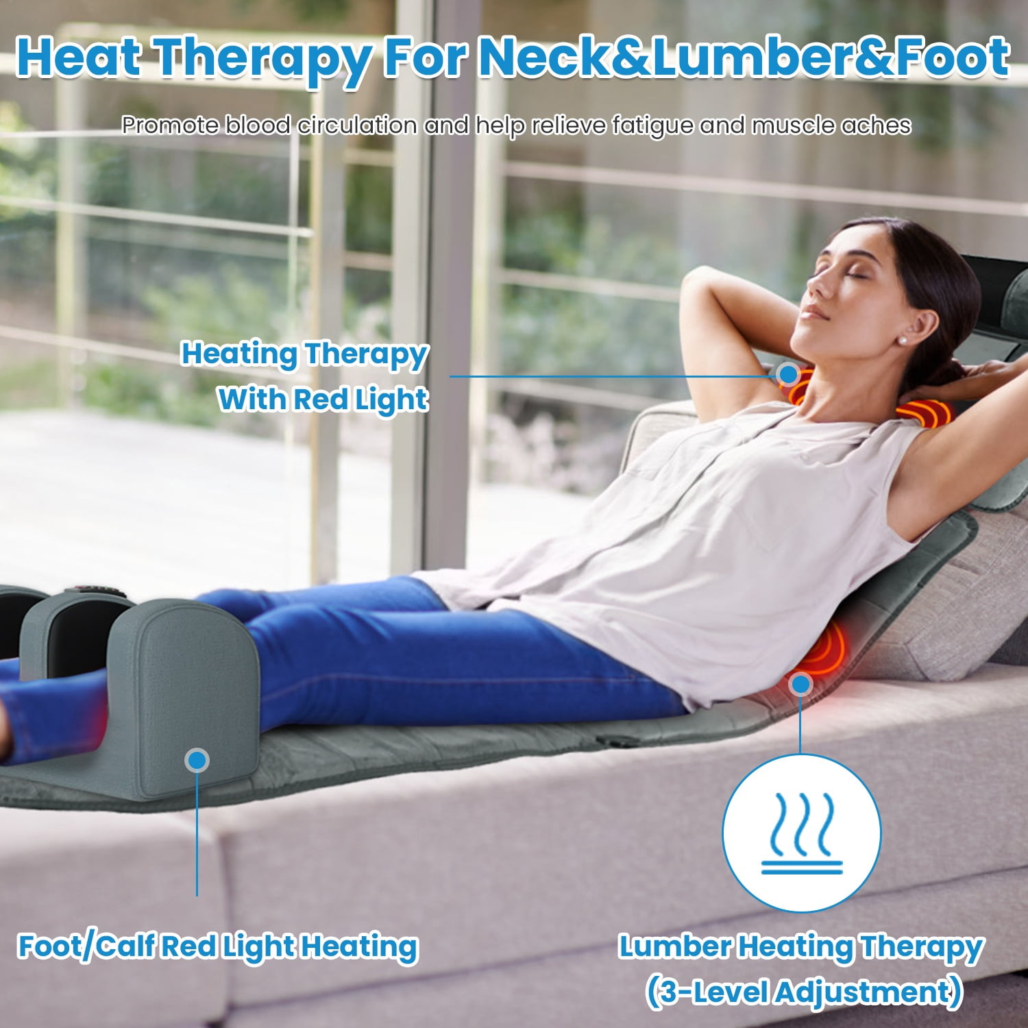 Full Body Electric Massage Mat with Heat, Vibration Massage Pad for Back, Neck, Foot & Lumbar Support, Foldable Cushion Mattress with Timer & Adjustable Intensity for Home Office