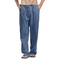 thumbnail image 2 of Mens Linen Pants Beach Straight Leg Pants Baggy Drawstring Elastic Waist 2026 Summer Big and Tall Trouser with Pockets Light Blue 3XL, 2 of 5
