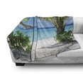 thumbnail image 3 of Tropical Soft Flannel Fleece Blanket, Idyllic Tranquil Ocean View Holiday Vacation Resort Beach Plants Seaside, Cozy Plush for Indoor and Outdoor Use, 50" x 70", Green Aqua Coconut, by Ambesonne, 3 of 6