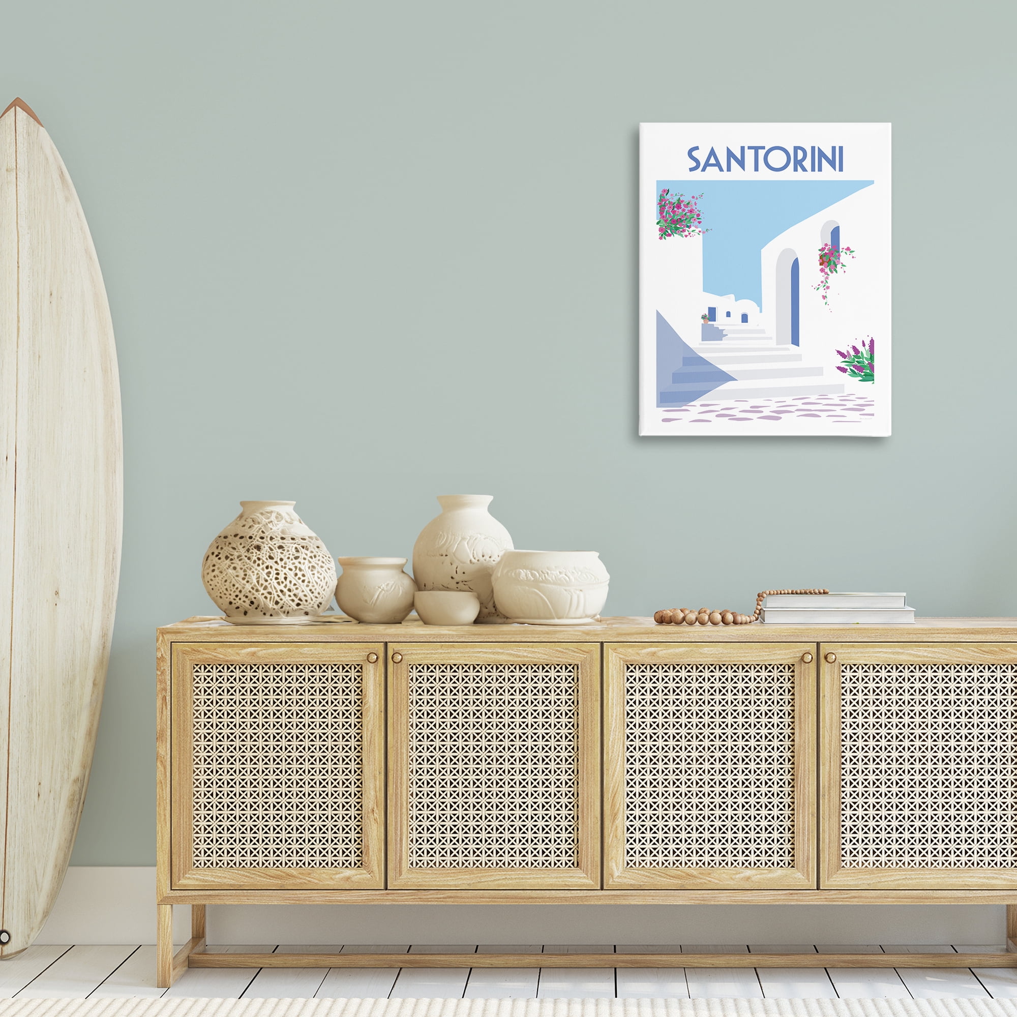 Stupell Industries Santorini White Architecture Scenic & Cityscapes Painting Wrapped Canvas Art Print Wall Art, 24 x 30