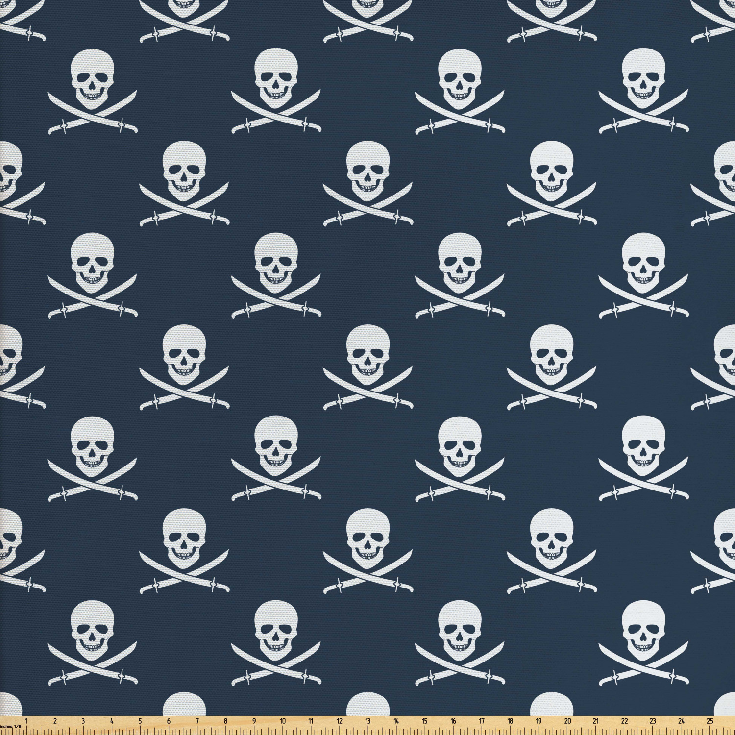 Pirates Fabric by The Yard, Jolly Roger Pattern in Classic Nautical