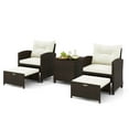 thumbnail image 2 of Costway 5 Piece Patio Rattan Furniture with 2 Ottomans & Tempered Glass Coffee Table Off White, 2 of 10