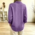 thumbnail image 4 of Vivianyo HD Women's Collared Half Button Popover Blouse, Fall Solid Long Sleeve Shirt for Women, Women's Purple, Sizes S-3XL, 4 of 5