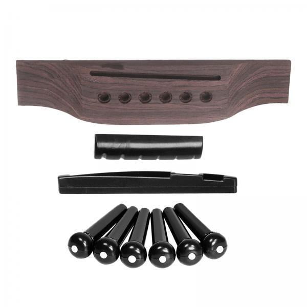 2x De Reparación De Guitarra Acústica Puente De Guitarra Con 6 Pines Clavijas Tuerca Sillín 2 piezas Yuyangstore Puente de guitarras