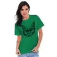 thumbnail image 3 of Cat with Glasses Cute Hipster Kitty Plus Size Crewneck Graphic Tee Shirt Brisco Brands 5X, 3 of 5