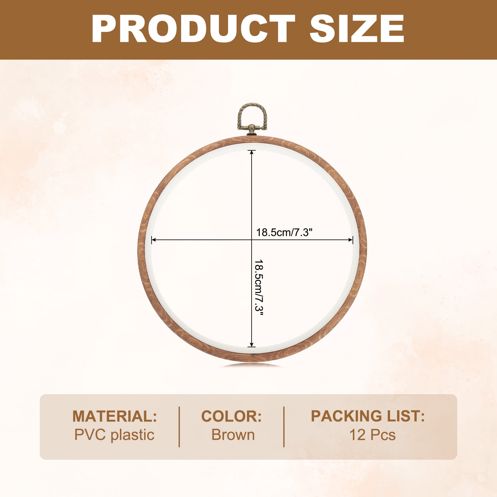 Uxcell 12 Pieces 7.3" Embroidery Hoops Frame Imitated Wood Circle Cross Stitch Hoop Ring for Embroidery Art Craft Handy Sewing Decoration