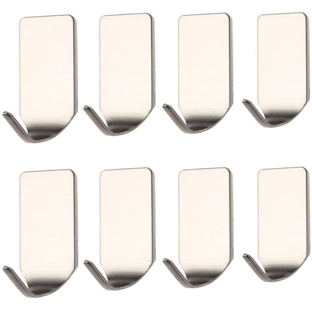 Ganchos autoadhesivos para toallas de baño de 8 piezas, ganchos impermeables de acero inoxidable para cocina, ganchos adhesivos para abrigos sin taladrar ganchos adhesivos Vhermosa HR-0193