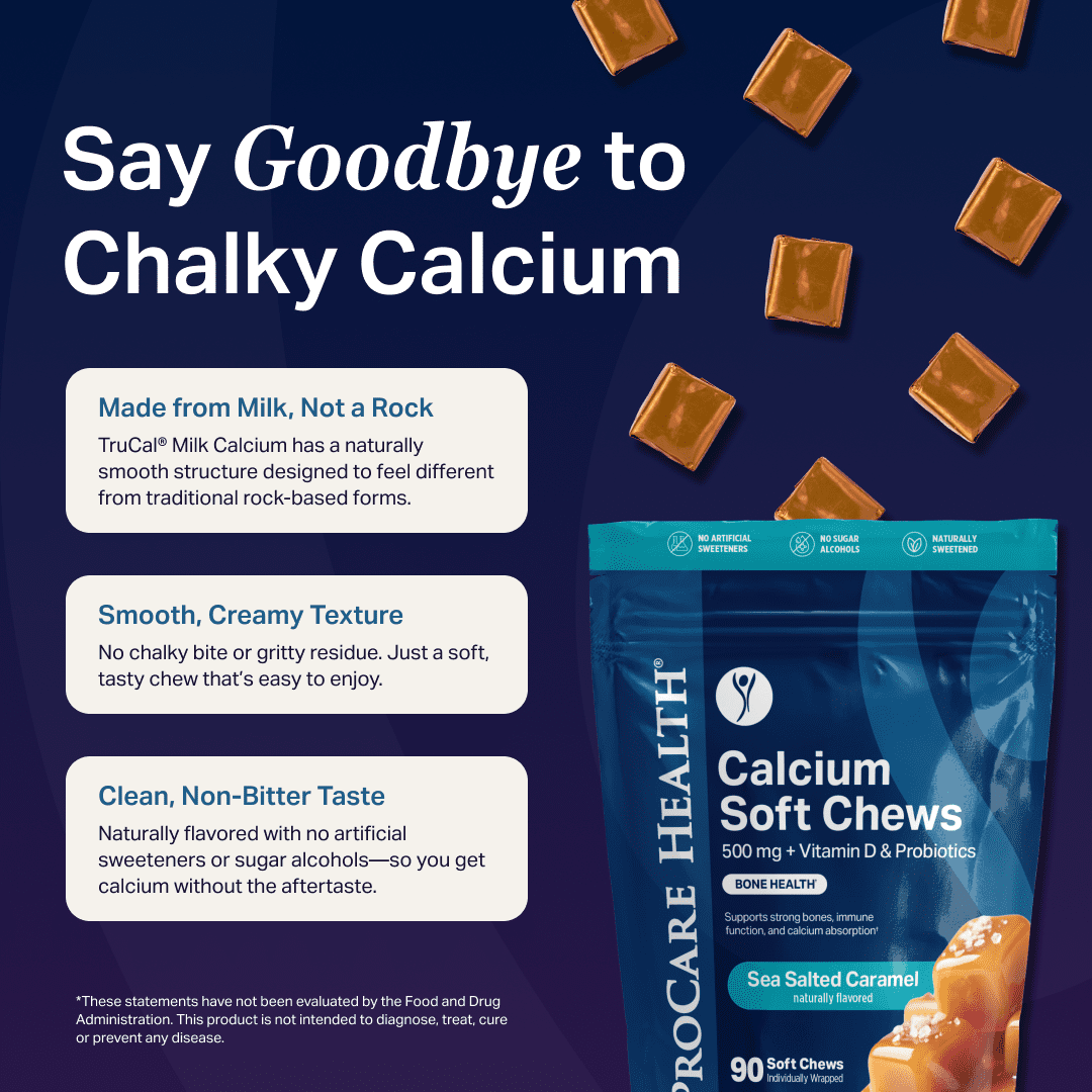 ProCare Health Calcium Soft Chew 500mg - Sea Salted Caramel Pack: 30 Count