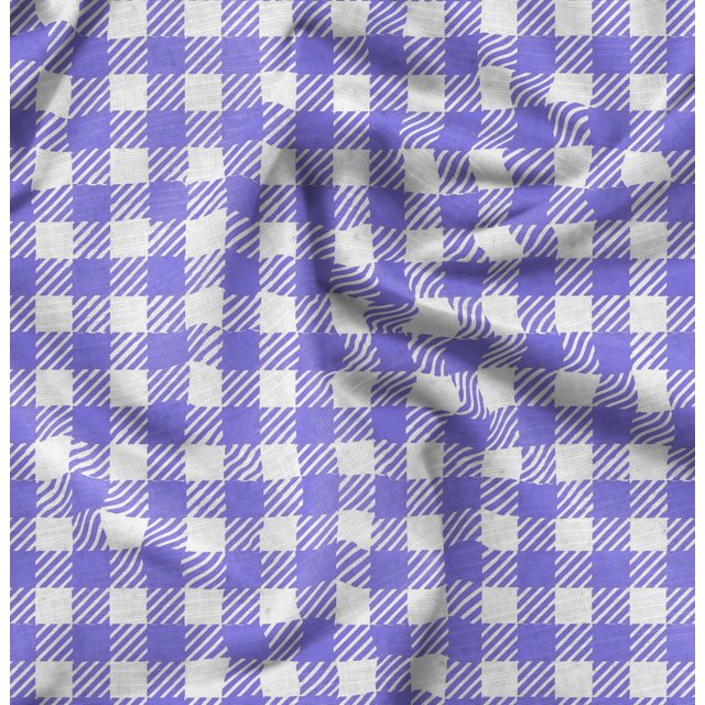 Soimoi Satin Silk Fabric Gingham Check Print Sewing Fabric Yard 42 Inch Wide