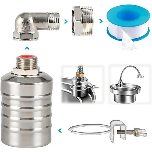 304 Stainless Steel Fully Automatic Water Level Control Float Valve 1/2" 3/4" Auto Shut Off Mini Float Valve No need electricity Automatic Water Level Controller for Water Tank Water Tower