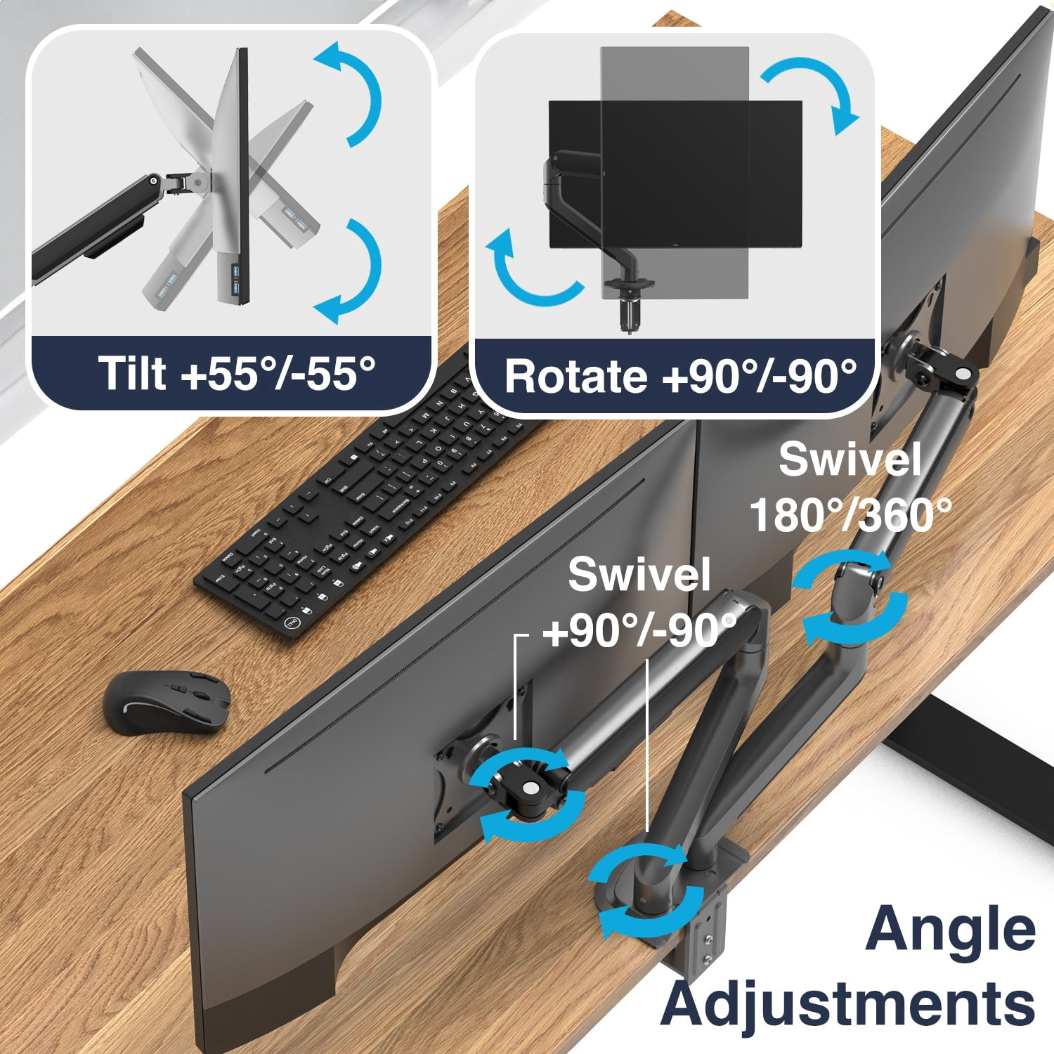 Desky Dual Spring Eco Monitor Arm - Silver