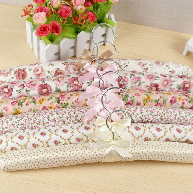 Percha de ropa acolchada con esponja de flores de colores, percha de algodón para abrigos, trajes antideslizantes, percha de satén T0B5, percha resistente