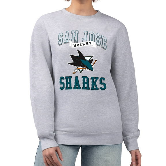 Women's G-III 4Her by Carl Banks Heather Gray San Jose Sharks Team Logo Tri-Blend Fleece Pullover Sweatshirt