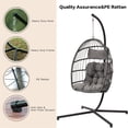 thumbnail image 4 of Outdoor Egg Chair, Hanging Egg Chair With Standing Seat, Armrest Cushion, Backrest, Metal Frame, Garden Rattan Egg Swing Chair For Indoor And Outdoor, 4 of 9