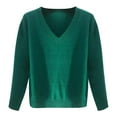 thumbnail image 4 of IROINNID Womens Sweater V-Neck Pullover Sweater Solid Color Leisure Short Length Long Sleeve Shirt Sweater Tops, 4 of 4