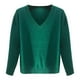 thumbnail image 4 of Moda mujer Color sólido manga larga Pullove cuello en V camisa suéter Tops Fridja  hjk1926, 4 of 4