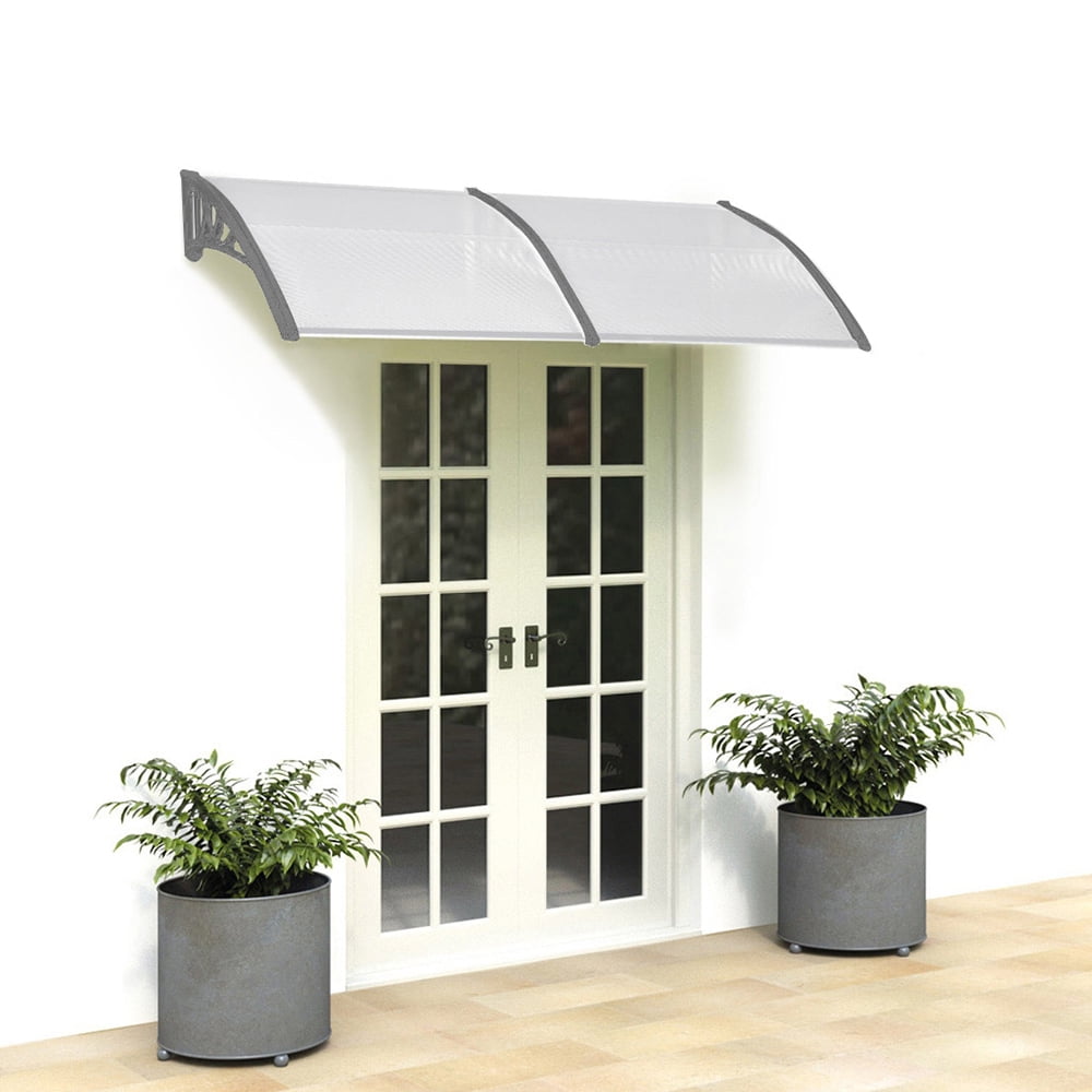 Private Jungle 78.7"x 31.5" Outdoor Awning 2 Whole Hollow Polycarbonate Sheets Cover UV Rain Snow Protection,Silver & Gray Bracket Private Jungle 78.7"x 31.5" Outdoor Awning 2 Whole Hollow Polycarbonate Sheets Cover UV Rain Snow Protection,Silver & Gray Bracket