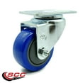 thumbnail image 2 of 3 Inch Blue Polyurethane Wheel Swivel Top Plate Caster Service Caster Brand, 2 of 2