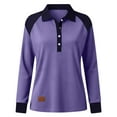 thumbnail image 4 of Lenpel Women's Corduroy Pullover Tops Long Sleeve Half Button Collared Color Block Causal Blouses Loose Lightweight Sweatshirts(Purple,Large), 4 of 6