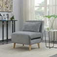 thumbnail image 3 of 27" Light Gray And Natural Plush Upholstered Convertible Chair And Toss Pillow, 3 of 4